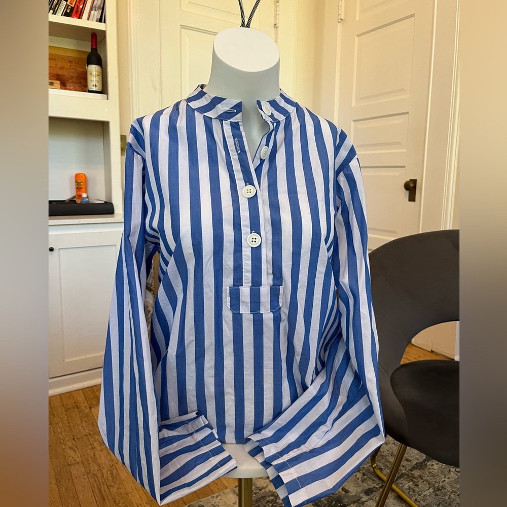 Blue and White Striped Rosie Blouse by Loup